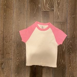 Brandy Melville Pink baseball tee cropped